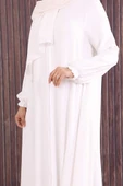 Fermuarlı Kol Manşetleri Büzgülü Mevlana Ferace 6007 Ekru thumbnail 6