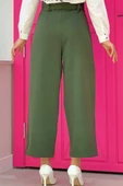 Büyük Beden Fermuarlı Bel Bağcıklı Pantolon 0174-1 Haki thumbnail 2