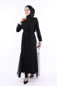 İncili Abaya Ve Elbise Takım 8491 Siyah - 2