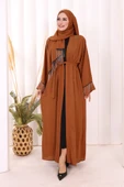 Zincir Püskül Detay Şallı Abaya 7887 Taba thumbnail 2