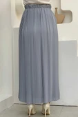 Bel Lastikli Piliseli Şifon Etek 1152 Gri thumbnail 4