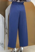 Büyük Beden Fermuarlı Bel Bağcıklı Pantolon 0174-1 İndigo thumbnail 4