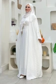 Yarasakol Abayalı Elbise Takım 8497 Ekru - 2