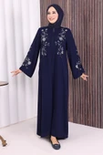 Nakış İşleme Detaylı Ferace 7895 Lacivert thumbnail 2
