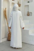 Nakış İşleme Detaylı Ferace 7895 Ekru - 2