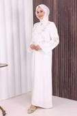 Nakış İşleme Detaylı Ferace 7895 Ekru thumbnail 3