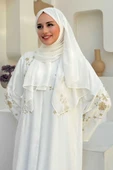 Nakış İşleme Detaylı Ferace 7895 Ekru - 4