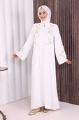 Nakış İşleme Detaylı Ferace 7895 Ekru thumbnail 1