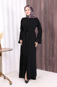 Boncuk İşlemeli Tam Boy Ferace 7894 Siyah thumbnail 2