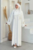 Nakış İşleme Detaylı Ferace 7895 Ekru - 3