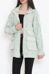 Desenli Dik Yaka Ceket Mint - 1412.1367. - 1