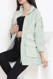Desenli Dik Yaka Ceket Mint - 1412.1367. - 5