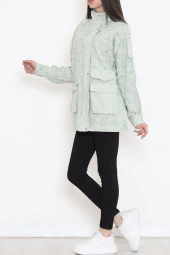 Desenli Dik Yaka Ceket Mint - 1412.1367. - 6