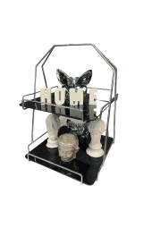 2 Katlı Üçgen Siyah Metal Banyo, Mutfak, Makyaj Organizatörü - Model 3 - 5