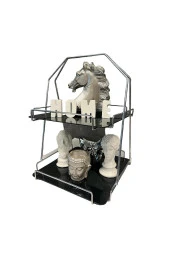 2 Katlı Üçgen Siyah Metal Banyo, Mutfak, Makyaj Organizatörü - Model 3 - 6