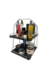 2 Katlı Üçgen Siyah Metal Banyo, Mutfak, Makyaj Organizatörü - Model 3 - 7