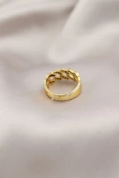 Gold Renk Metal Zincir Model Taşlı Kadın Yüzük thumbnail 2
