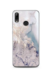 Lila Mermer Tasarımlı Süper Şeffaf Silikon Telefon Kılıfı Huawei P Smart (2019) - 1