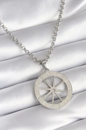 316L Çelik Gümüş Renk Zirkon Taşlı Rüya Kapanı Model İşeme Detay Kadın Kolye thumbnail 1