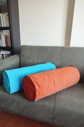 Silindir Yuvarlak Dekoratif Kırlent Biyeli Turuncu 50x20 thumbnail 4