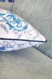 Biyeli Yastık Kırlent Kılıfı Desenlı Mavi 45x45 thumbnail 3