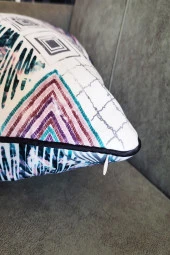 Biyeli Yastık Kırlent Kılıfı Desenlı Kare Mor 45x45 thumbnail 3