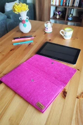 Keçe Tablet Kılıfı Fuşya Apple Samsung Asus Lenovo Casper Tüm Markalara Uyumlu thumbnail 3