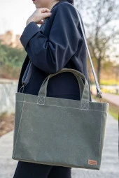 Mumlu Kanvas Çanta Haki Renk thumbnail 4