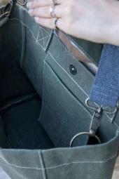 Mumlu Kanvas Çanta Haki Renk thumbnail 5