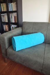 Silindir Yuvarlak Dekoratif Kırlent Biyeli Mavi 50x20 thumbnail 1