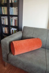 Silindir Yuvarlak Dekoratif Kırlent Biyeli Turuncu 50x20 thumbnail 1