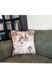 Biyeli Yastık Kırlent Kılıfı Desenlı Kahve 45x45 - 1