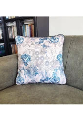 Biyeli Yastık Kırlent Kılıfı Desenlı Mavi 45x45 thumbnail 1