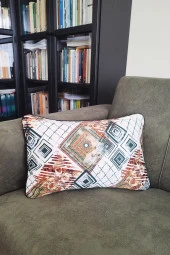 Biyeli Yastık Kırlent Kılıfı Desenli Yeşil 50X30 thumbnail 1