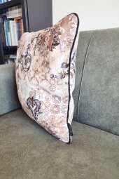 Biyeli Yastık Kırlent Kılıfı Desenlı Kahve 45x45 - 2