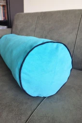 Silindir Yuvarlak Dekoratif Kırlent Biyeli Mavi 50x20 thumbnail 2