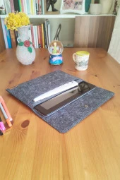 Keçe Tablet Kılıfı Antrasit Apple Samsung Asus Lenovo Casper Tüm Markalara Uyumlu thumbnail 2