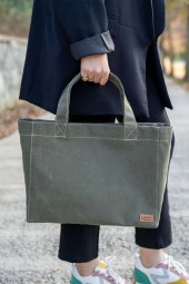 Mumlu Kanvas Çanta Haki Renk thumbnail 2