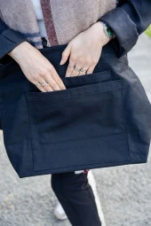 Kanvas  Omuz Çantası Su Geçirmeyen  Kumaş Siyah Renk thumbnail 4