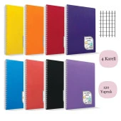 Çınar Colormaxi A4 120 Yaprak Plastik Kapak Spiralli Defter Kareli 4 Adet - 1