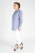 Kadın Oversize Gömlek Mavi - 3