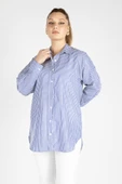 Kadın Oversize Gömlek Mavi - 5