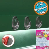 Banyo Lavabo Mutfak Askılık Şeffaf Plastik Sağlam Asma İz Bırakmayan Yapışkanlı Askı 3 Adetli Set - 1