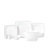 Korkmaz Bone Collection 60 Parça Kare Yemek Takımı Platin A8458 - 1