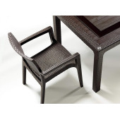 Novussi Liverno Rattan 6 Kişilik Masa Takımı Bahçe Takımı 90x150 Kahverengi - 2