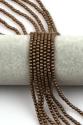 Bakır Renkli Hematit Dizi 4 mm Küre Kesim thumbnail 1