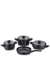 Korkmaz Lina Plus 7 Parça Siyah Granit Tencere Seti - 1