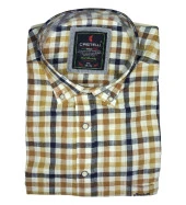 Erkek Büyük Beden 110 Kilo İçin Uygun İnce Yazık Keten Kısa Kol Gömlek - 1