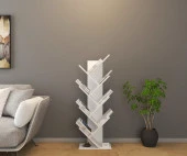 Mirobi Ağaç Kitaplık Dekoratif Kitaplık Raf Düzenleyici Kitap Rafı Beyaz - 1