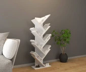 Mirobi Ağaç Kitaplık Dekoratif Kitaplık Raf Düzenleyici Kitap Rafı Beyaz - 2
